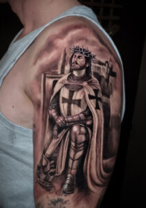 tatouage de Saint Louis devant Jérusalem